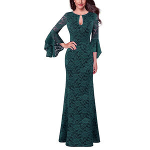 VFSHOW Keyhole Cutout Bell Sleeve Formal Evening Wedding Party Cocktail  M